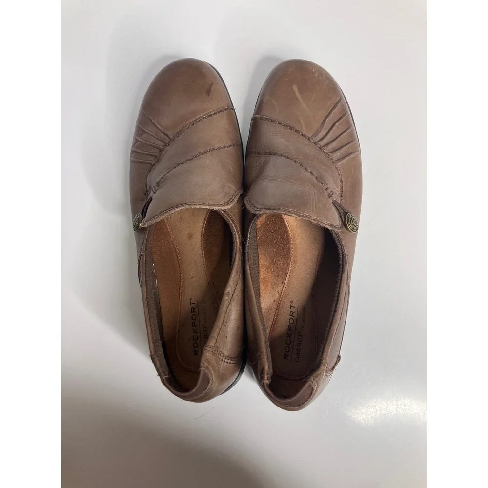 Rockport Cobb Hill Loafers Womens 9 Brown Good Pleated Leather Slip On AG01BR